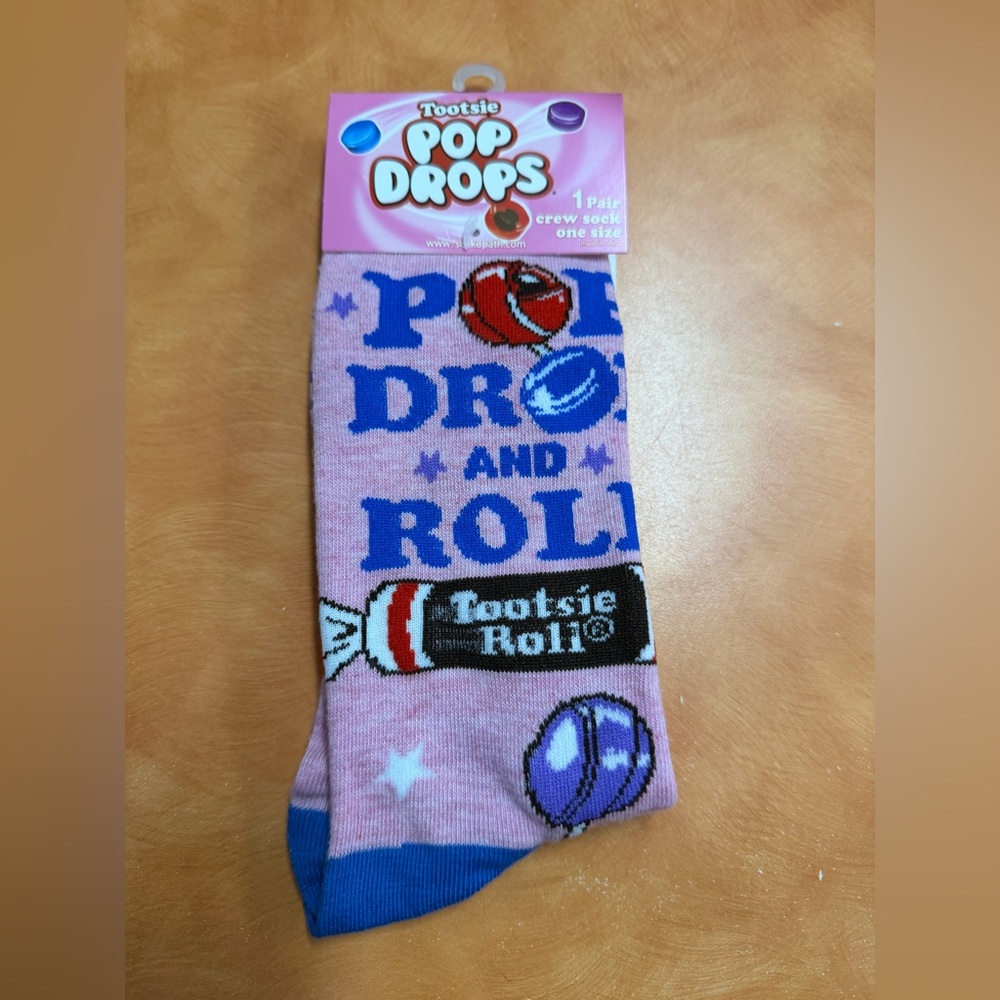 Tootsie Roll Pop Drops Pink Crew Socks